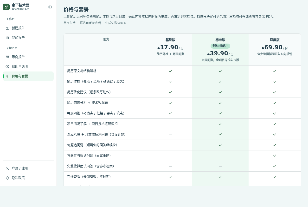 价格与套餐:三档能力对照